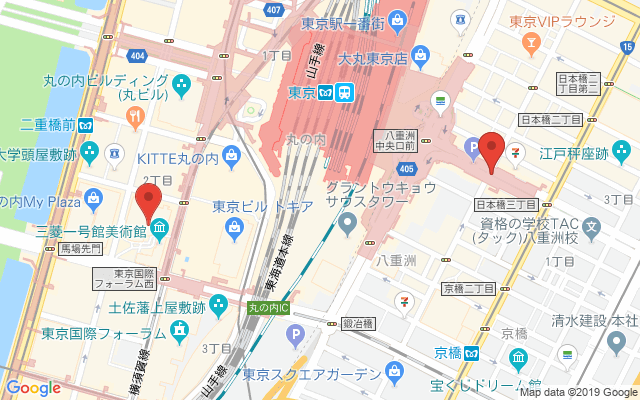 東京駅の保険相談窓口のマップ